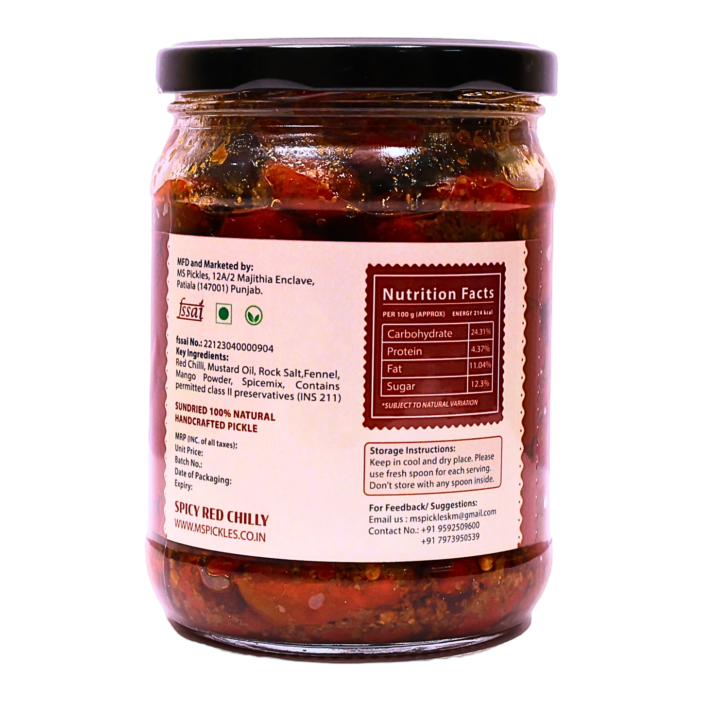 Homemade Spicy Red Chilli Pickle