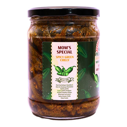 Homemade Spicy Green Chilli Pickle
