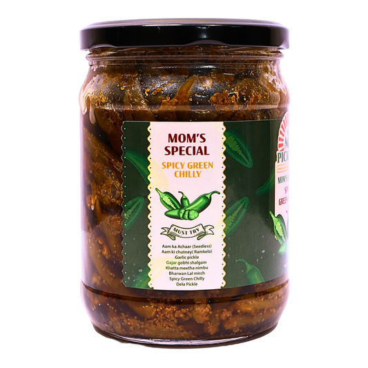Homemade Spicy Green Chilli Pickle