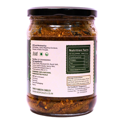 Homemade Spicy Green Chilli Pickle